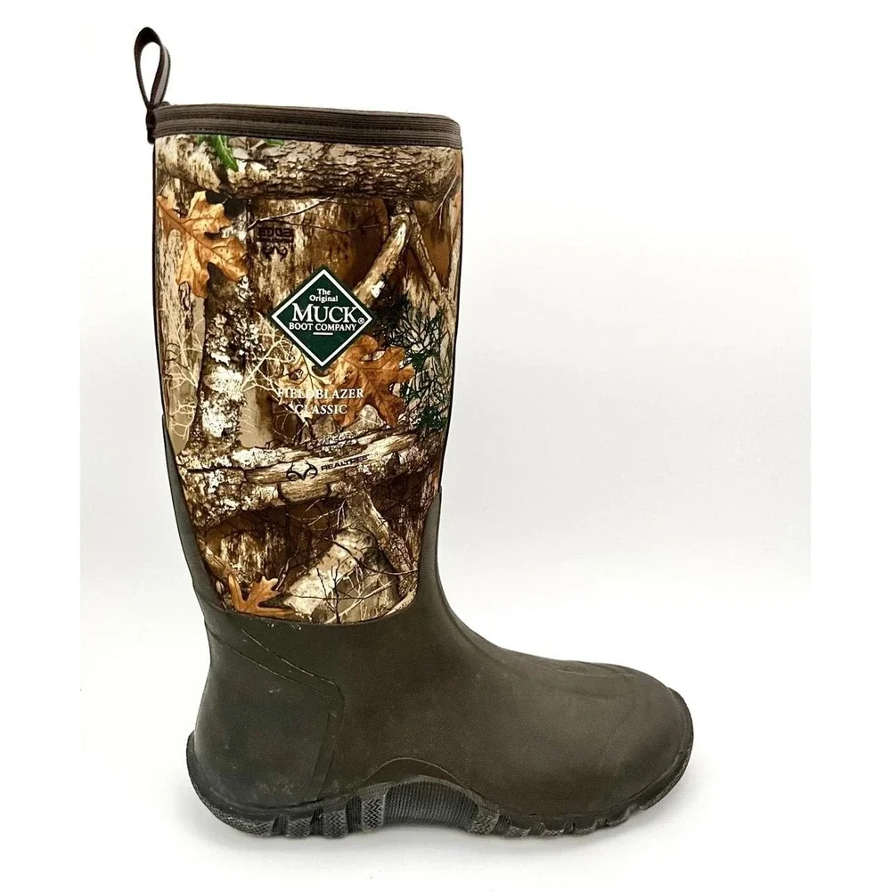 MUCK Tall Hunting Boots Fieldblazer Mens US14 Forest Tree Camouflage Waterproof